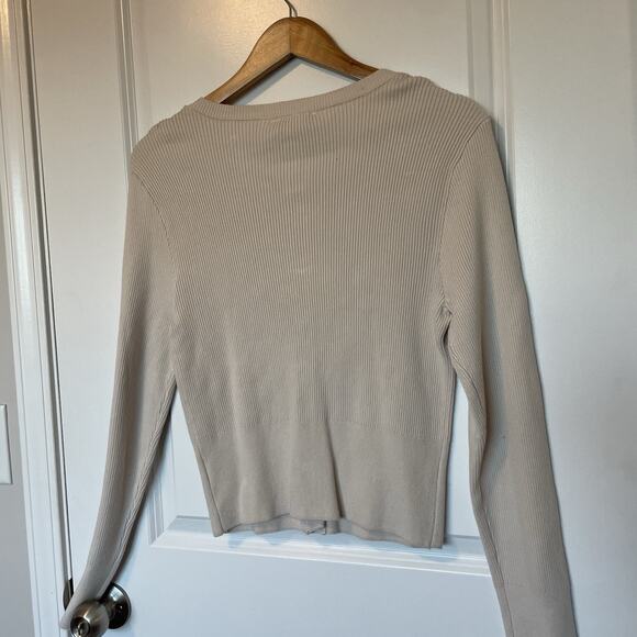 NWT Marbel Ribbed Knit Sweater Top Women’s Size L Cream Tan Gold Classic Preppy - Picture 7 of 9